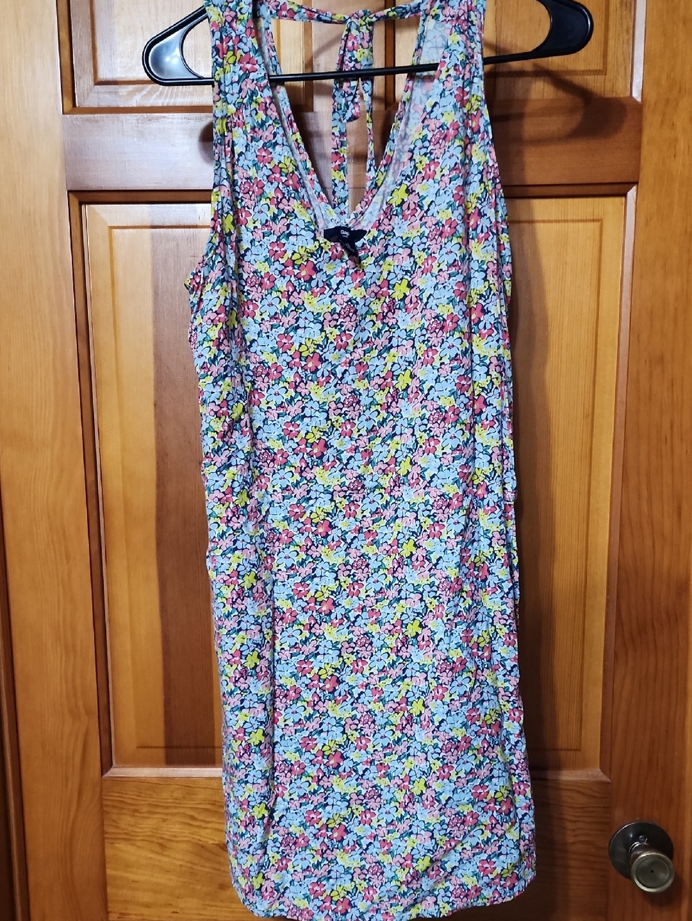 GAP Floral V-Neck Sleeveless Dress in Coral, Yellow & Green